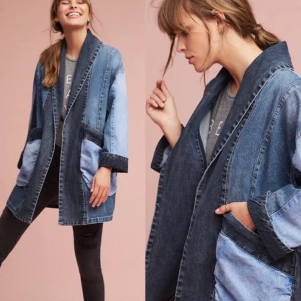 XS Anthropologie denim jacket with fabulous oversized pockets